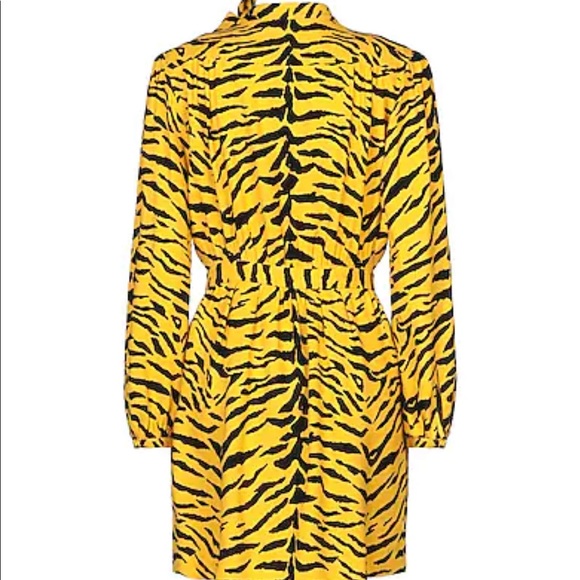 SAINT LAURENT L NWT Fr42 Short dress animal print new yellow black long sleeves - Picture 3 of 11